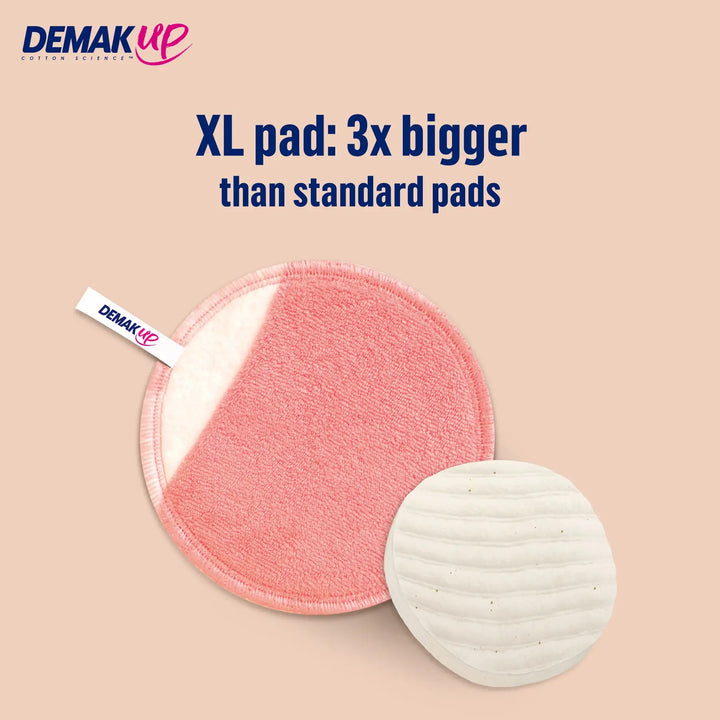Xl pad: 3x bigger than standard pads with Demak'Up Wash and Reuse XL Cotton Pads 3 Pack