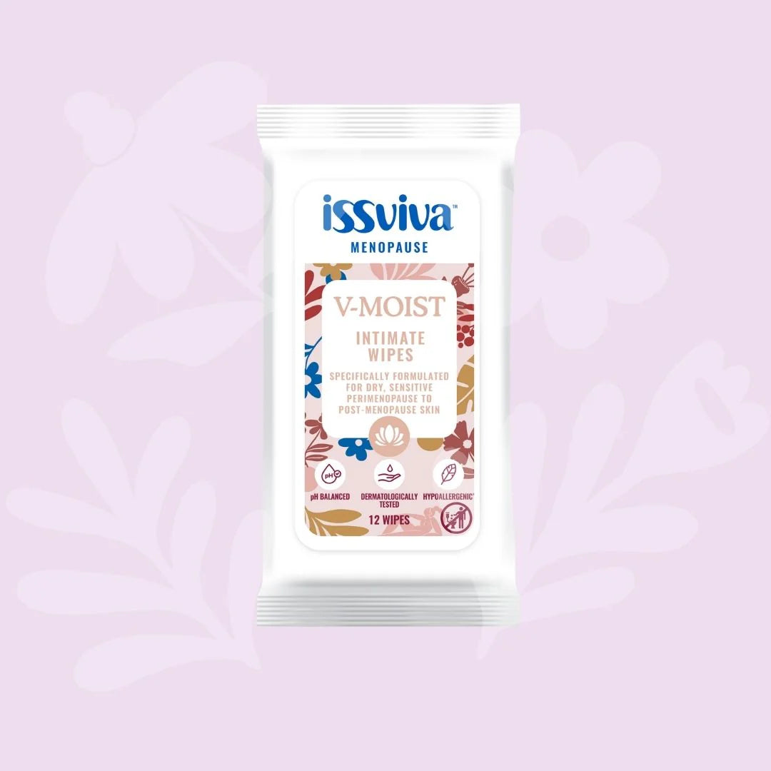 Issviva pH-balanced Intimate Wipes, neatly arranged on a soft, neutral background.