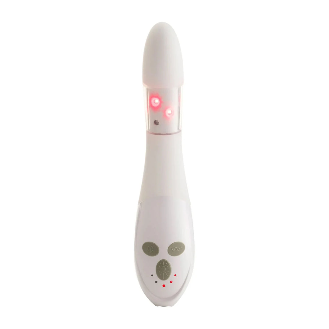 Issviva x Joylux Vaginal Rejuvenation Device in sleek white and soft pink, shown against a soft background for intimate care.