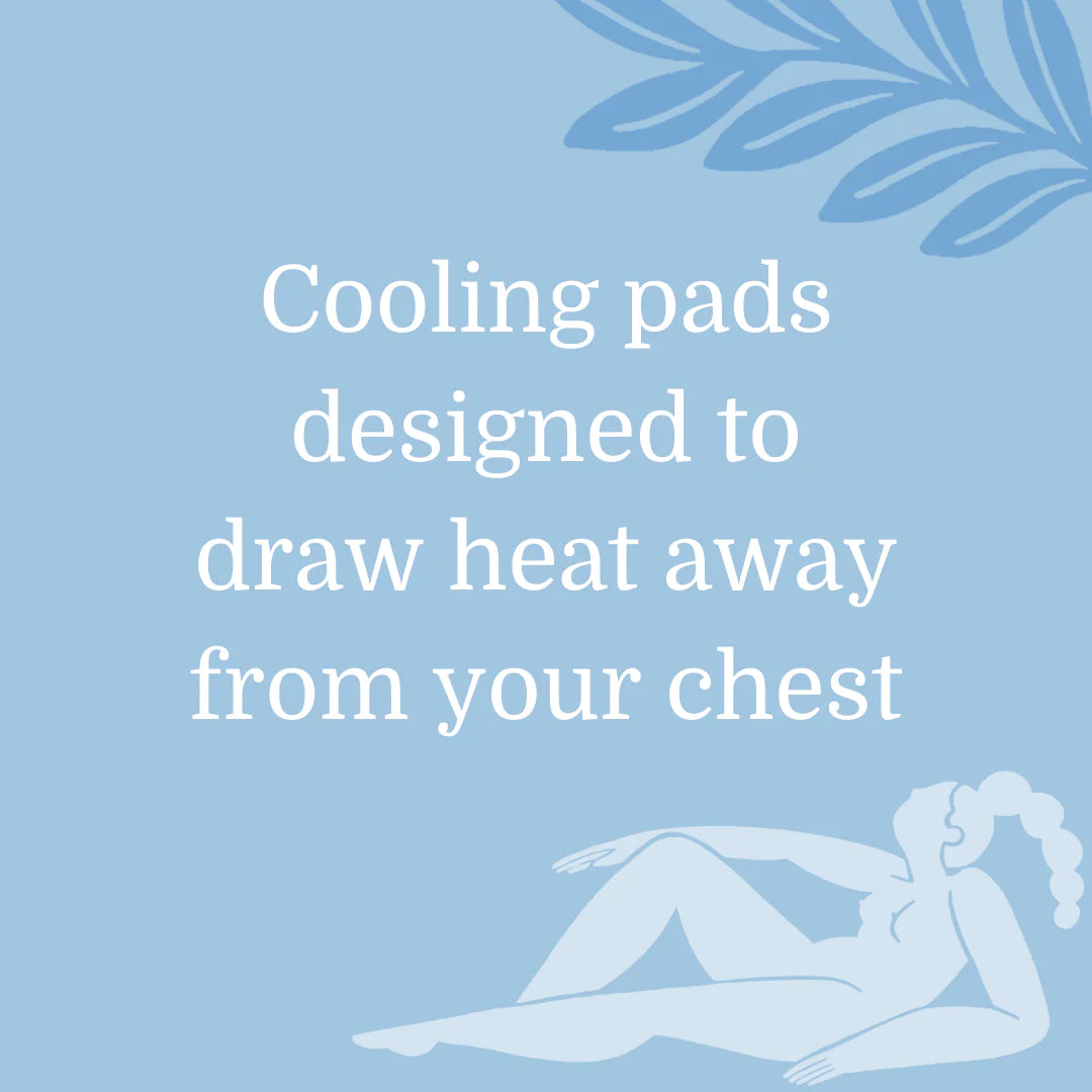 Keep Me Cool by Issviva includes soft, reusable cooling bra inserts designed to soothe hot flushes and provide all-day comfort.