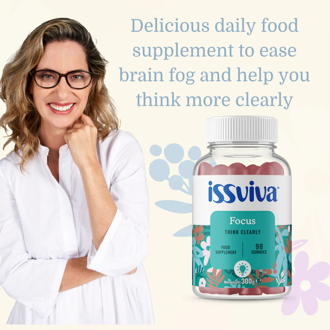 Issviva Focus food supplement – 90-count gummies to support mental clarity and cognitive health during menopause