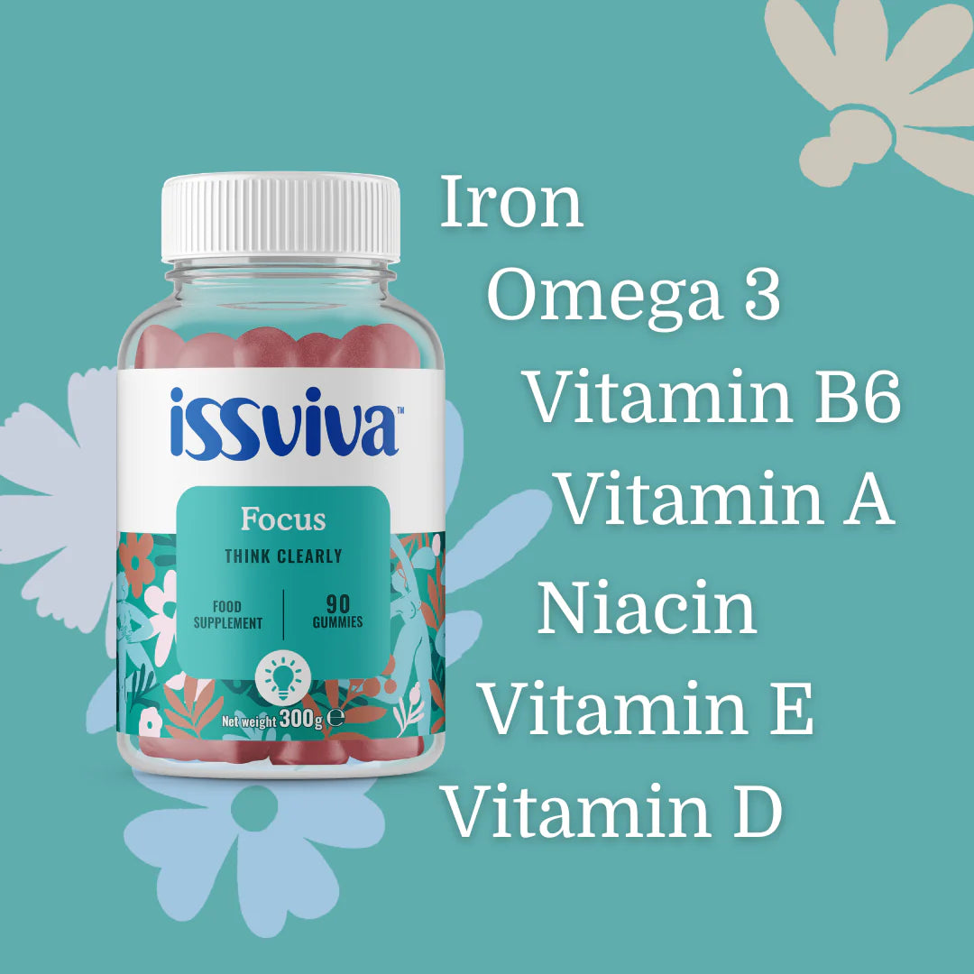 Issviva Focus food supplement – 90-count gummies to support mental clarity and cognitive health during menopause