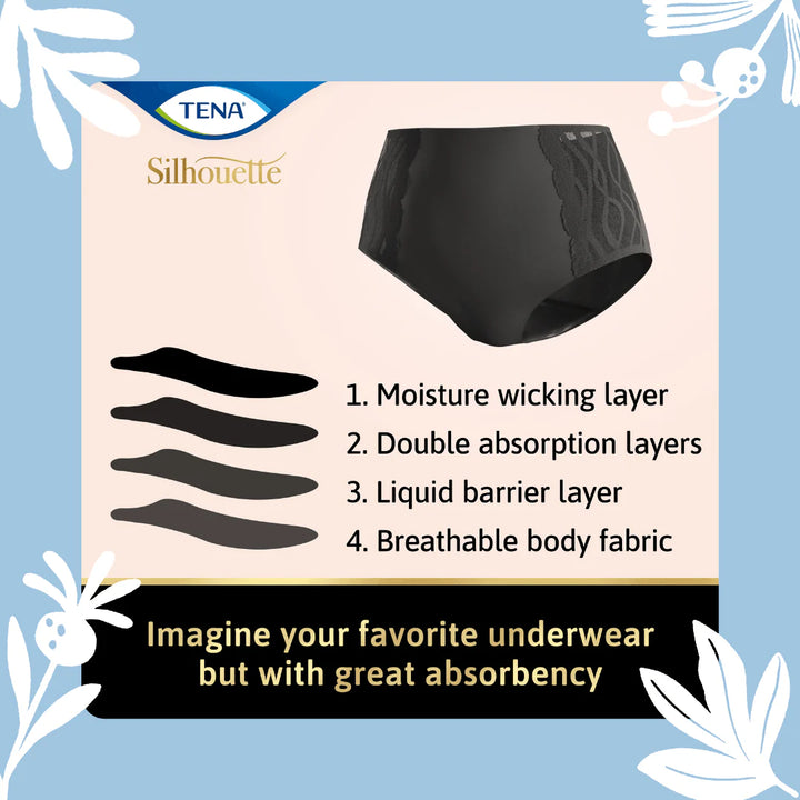 Benefits of TENA Black Classic Brief Washable Incontinence Underwear